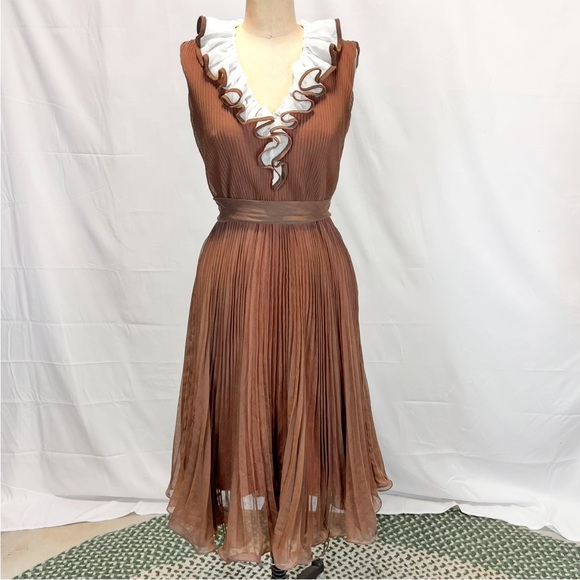 VINTAGE MCM mid century‎ Miss Elliette ruffle accordion pleated dress 60s 50s - Picture 3 of 17